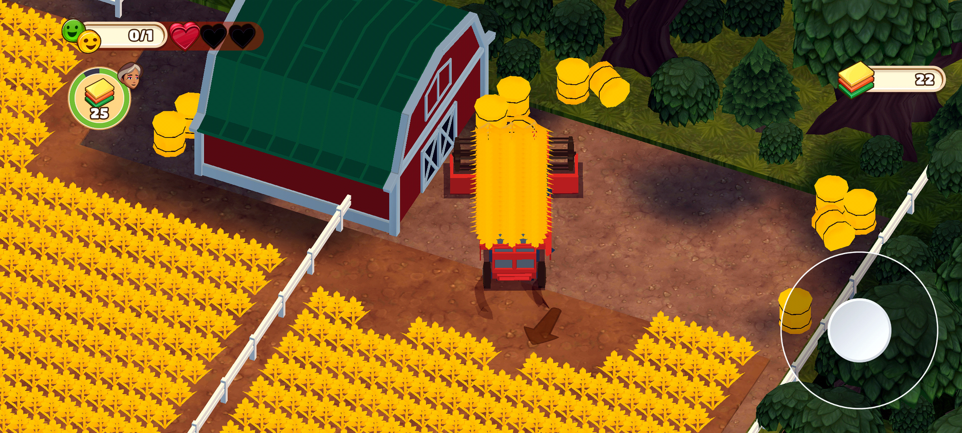 BIG FARMの実プレイ画面 収穫車の操作